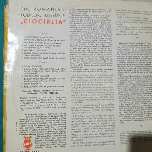 Ciocirlia The Famous Romanian Folklore Ensemble vinyl record