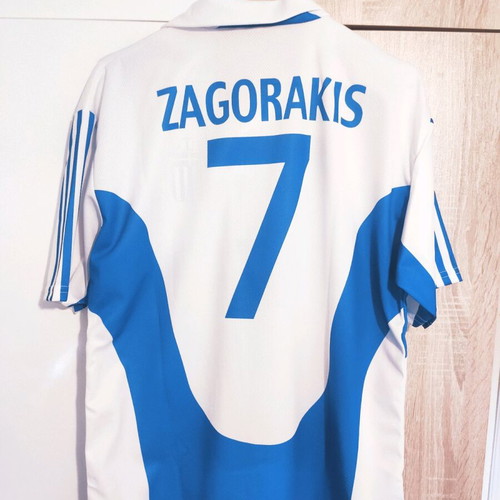 Greece National Football Jersey White Striped New