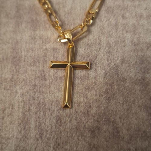 Cross Silver 925 gold plated 18K new, 21g, 60.9cm chain