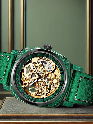 Mechanical automatic watch new, luxury, waterproof, green