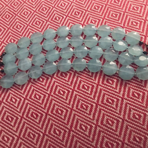 Antique bracelet from the 50s like new, semi-transparent aquamarine tone