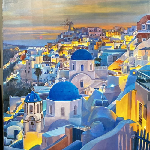Santorini painting oil on canvas new 50x70
