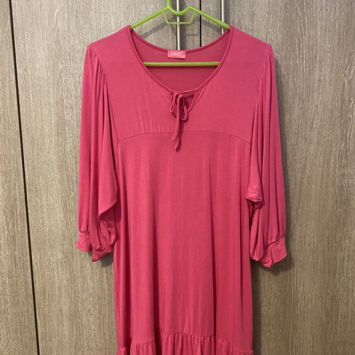 Cotton dress with ruffles, fuchsia