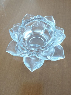 Crystal Lotus Flower Candle Holder new, glass tealight