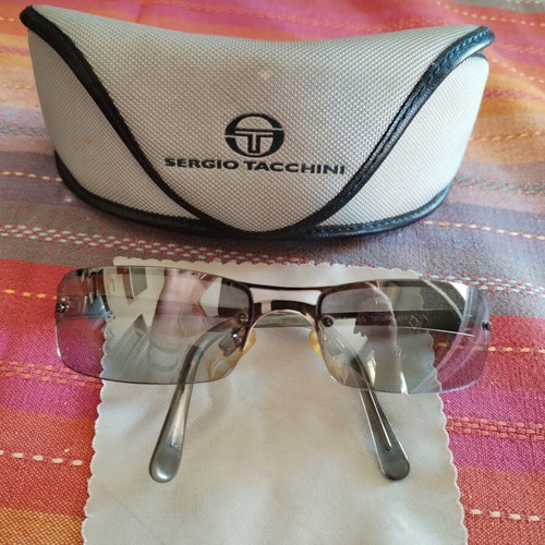Sergio Tacchini unisex sunglasses used, silver metal frame mask shape