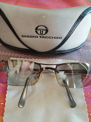 Sergio Tacchini unisex sunglasses used, silver metal frame mask shape