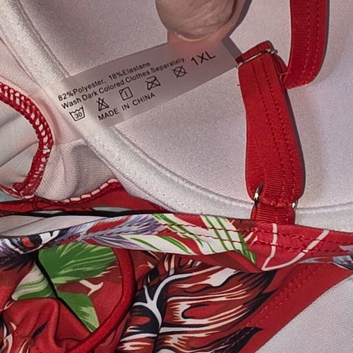 Red bikini like new, tropical theme, size XL