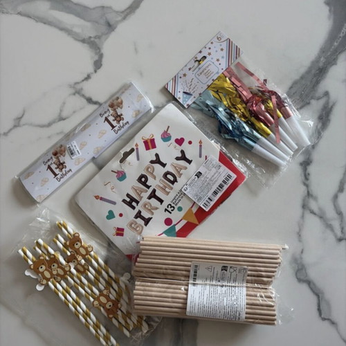 Children's Party Decoration Set in Beige Brown Shades, Like New