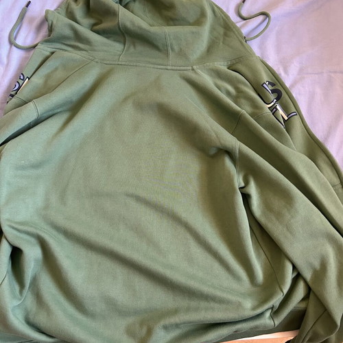 Russell Athletic green zip-up hoodie, size L