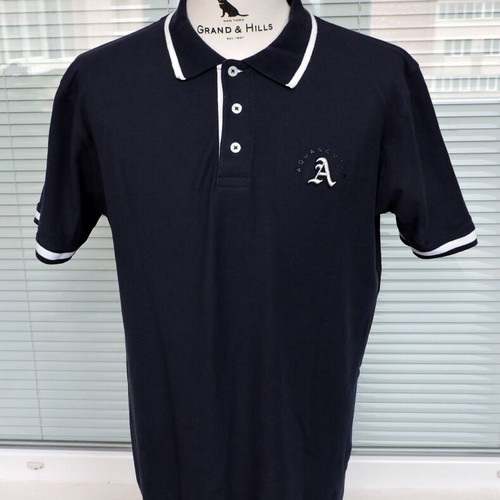 Aquascutum Men's Navy Blue Polo Shirt Classic Fit 100% Cotton like new