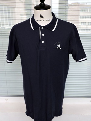 Aquascutum Men's Navy Blue Polo Shirt Classic Fit 100% Cotton like new