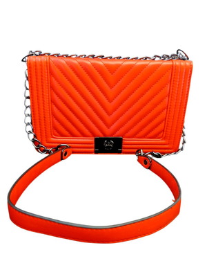 Chainbag shoulder bag new, orange embossed, 18x30 cm