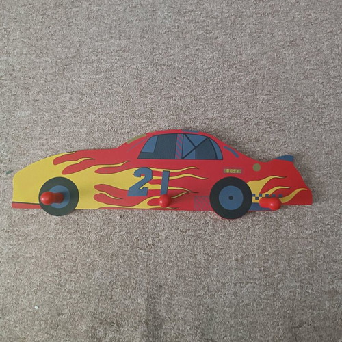 Wooden wall hanger with car design for kids room like new