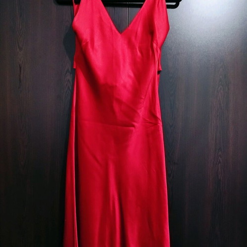 Lussile women's evening dress like new, red satin, formal