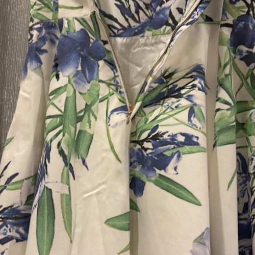 Zini Mid-Length Flared Dress used, white and blue, size M