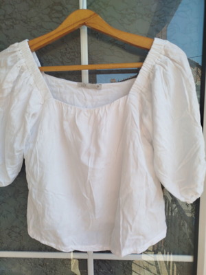 Crop top with elastic sleeves, double fabric, cotton modal