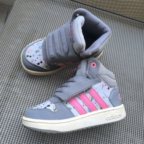 Adidas sneakers size 23 used, gray and pink