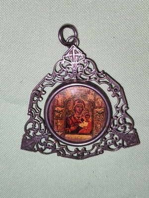 Silver handmade 925 vintage pendant in triangle shape 7cm