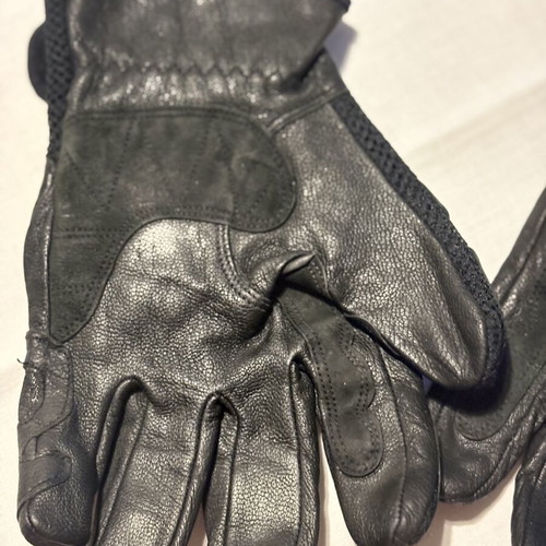 Men's leather motorcycle gloves, size 11, black