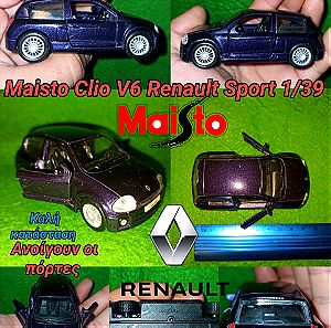 Maisto Clio V6 Renault Sport  1/39 κλίμακα scale Vehicle Car Toy diecast ανοίγουν οι πόρτες Σπόρ αυτοκίνητο Αυτοκινητάκι παιχνίδι όμορφο μοντέλο αυθεντικό
