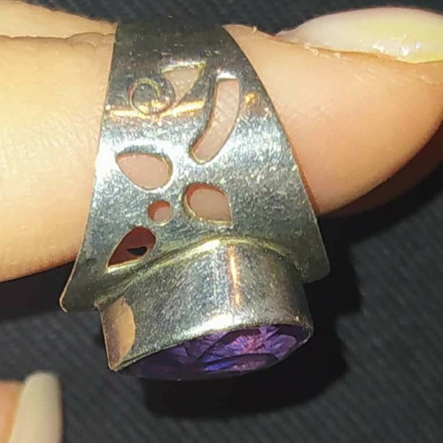 Ring 925 Silver with Semi-Precious Stones Size 6