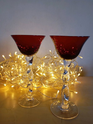 Glass candlesticks like new, 20cm height
