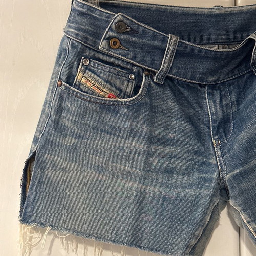 Diesel denim shorts vintage with rips, size 36