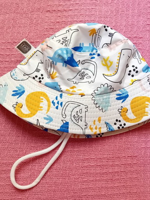 Bucket hat new for very small babies with colorful dinosaur prints