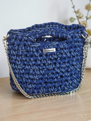 Handmade Blue Metallic Magic Crossbody Bag new