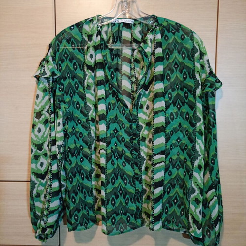 Zara semi-transparent blouse shirt with ruffles new, oversized