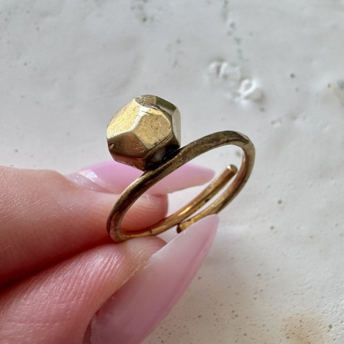 Minimalist Geometric Gold Tone Open Ring adjustable, like new