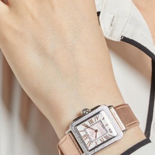 Gevril Ladies Luxury Watch Rose Gold and Silver Sapphire Crystal Genuine Leather