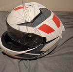 Motorcycle helmet with visor, used