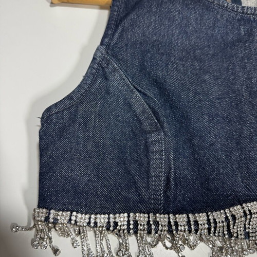 Denim bustier with rhinestones Zara size M 38 10 like new blue