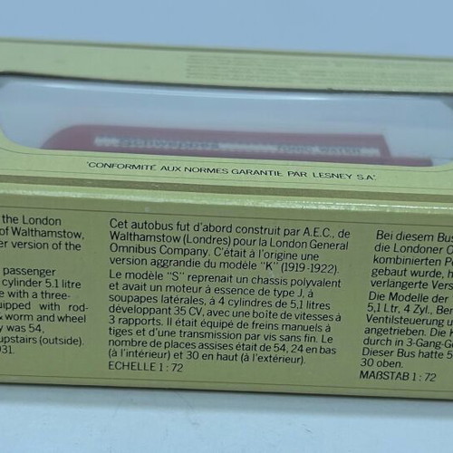 Matchbox 1978 Models of Yesteryear Y-23 A.E.C. S Type Omnibus 1922 new