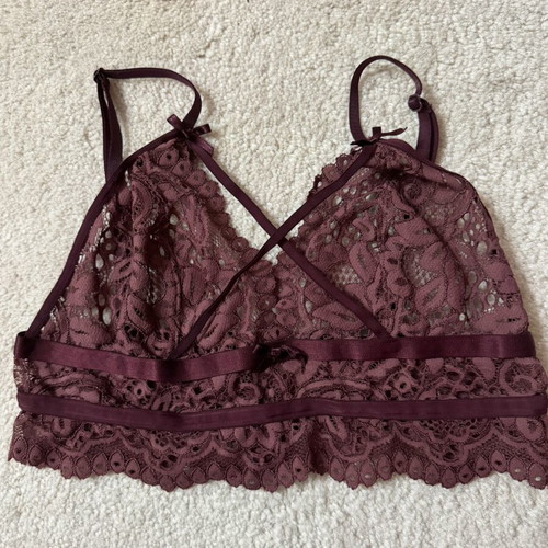 Burgundy lace bra H&M like new, size S