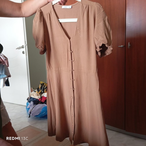 Dress with short sleeves like new, brown, Ovs Fashion, size M