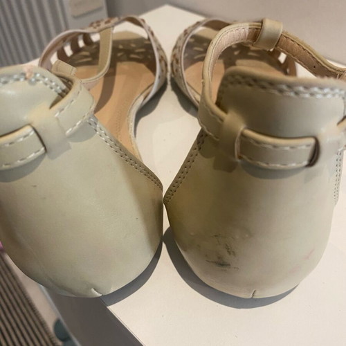 Peep toe sandal No 41 used, beige with rhinestones