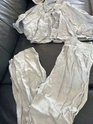 Zara women co ord set trousers and shirt, linen and lyocell, size XS