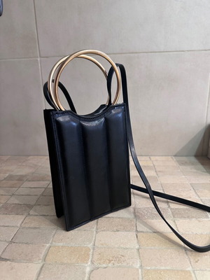 H&M mobile bag new black crossbody with gold rings