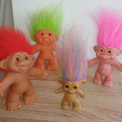 Trolls doll set, pack of 4 vintage figures