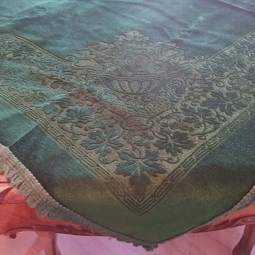Velvet tablecloth like new in deep green shade