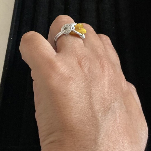 Handmade ring with yellow freshwater pearls, custom order