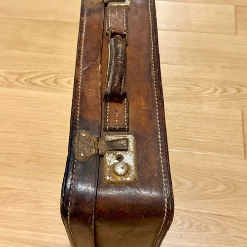 English vintage leather suitcase used with patina