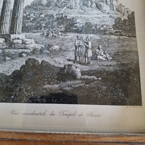 Benaki Museum Genuine Copy Wooden Frame Engraving with Glass used