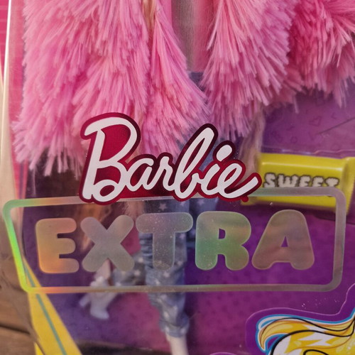 Mattel Barbie GRN28 Extra Fluffy Pink Jacket with Unicorn Big new