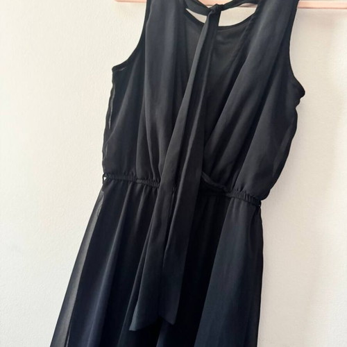 Black Asymmetrical Dress like new, chiffon, mini/maxi