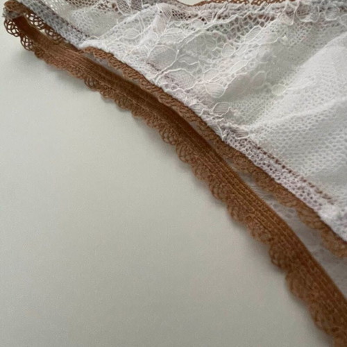 Luna Brazilian slip new, lace with beige elastic, Medium & Large