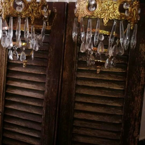 Vintage set of wall sconces with crystals like new