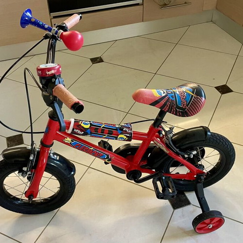 Clermont 12” kids bike, red, with training wheels